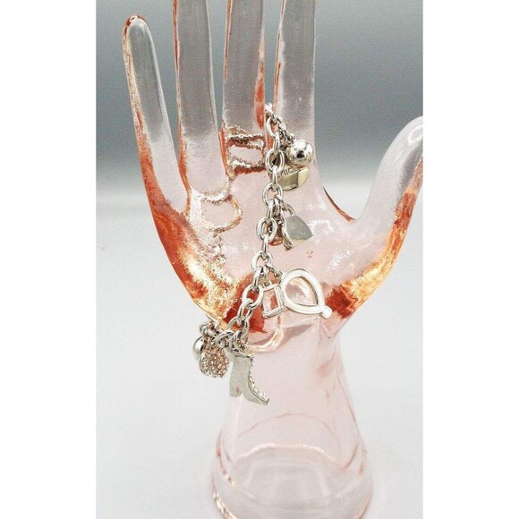 Chico's Silver Tone Children's Miracle Network Charm Crystal Toggle Bracelet - Picture 2 of 4